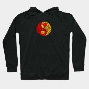 Red and Yellow Yin Yang Flowers Hoodie